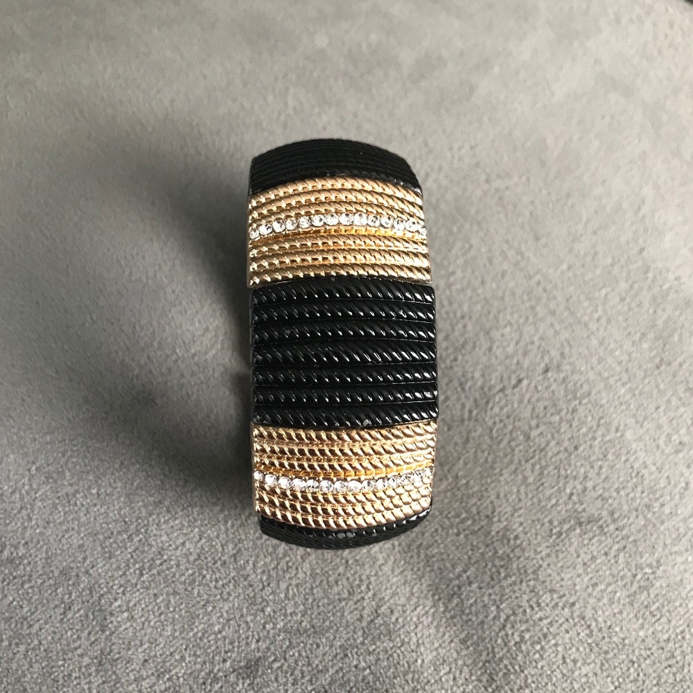 Black and Gold Rhinestone Accent Bracelet